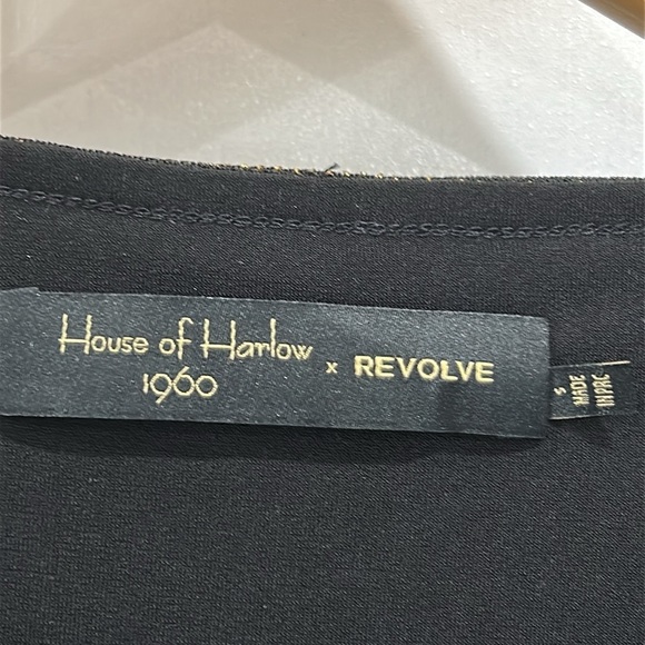 House of Haralow x Revolve Black Long Sleeve Bodysuit with Metallic Gold Details - Picture 9 of 11